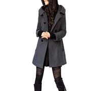 ClairSue Womens Ladies Hooded Trench Coat Outwear Warm Cotton Peacoat Jacket Overcoat