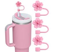 Clakioom Flower Straw Cover Cap for Stanley Cup, 3Pcs Straw Toppers Accessories Compatible with Pink Stanley Cup 40 Oz Tumbler, for Home and Party Decor (Pink)