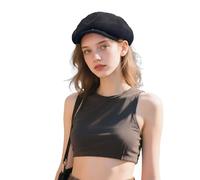 Clakllie Baker Boy Cabbie Cap Unisex Gatsby Newsboy Caps Soft Driving Beret Hat Herringbone Applejack Cap,Black-BL45