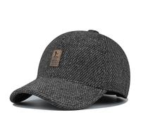 Clakllie Baseball Cap with Ear Flaps Tweed Winter Baseball Cap Thermal Men's Wool Hat Thick Warm Dad Running Hat,GSDT1-Black