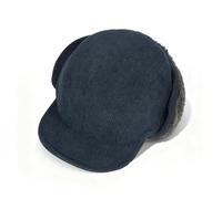 Clakllie Corduroy Baseball Cap with Earflaps Russian Ushanka Hat Winter Trapper Hats 5 Panel Short Brim Hat Hunting Ski Cap,BSDT2501-Dark Blue