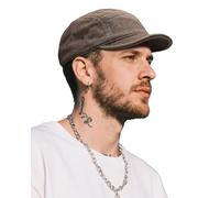 Clakllie Cotton 5 Panel Cap with Short Peak, Hip Hop Flat Brim Caps, Men's Soft Dad Hat, Low Profile Trucker Cap for Running, CDGE-BSAD2514-Brown, One Size