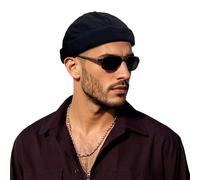 Clakllie Cotton Docker Cap, Sailor Hat, Harbour Hat, Original Docker Hat, Men's Summer Brimless Hat, Headwear, Seaman's Cap, Without Brim, Rolled Cuff, Unisex, One Size