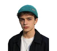 Clakllie Cuff Short Beanie Knitted Cap Fisherman Hat for Men Women Roll-up Edge Skullcap Cooling Sailor Harbour Hat,KH07-Green