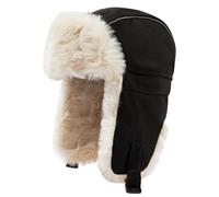 Clakllie Faux Fur Russian Hat Trooper Trapper Hats with Ear Flaps Warm Ushanka Hat for Hunting Skiing Winter Hats,PL2404-Black