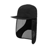 Clakllie Flat Brim Baseball Cap with Removable Neck Flap Quick Dry Caps Breathable 5 Panel Sun Protection Cap UPF 50+ Sun Cap for Fishing Hiking,Black