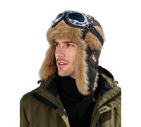 Clakllie Men's Trapper Trooper Hats Pilot Russian Hats Ushanka Eskimo Hat with Earflaps Warm Winter Hat for Hunting,PL2406-Black