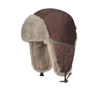 Clakllie Men's Trooper Trapper Hat Winter Warm Faux Fur Ushanka Russian Hats Eskimo Hunting Hat with Earflaps,PL2509-Brown