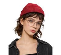 Clakllie Swag Fashion Beanie Knitted Cap Docker Leon Hat Cap Skullcap Roll-up Edge Fisherman Harbour Hats,KH07-Bright Red