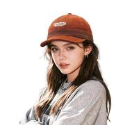 Clakllie Vintage Short Brim Hats for Men Stylish 6 Panel Corduroy Hat Baseball Cap Unstructured Dad Snapback Hat,CKSB01-Burnt Orange