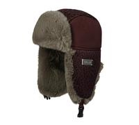 Clakllie Warm Leopard Print Trapper Hat Winter Faux Suede Ushanka Russian Hat Thick Bomber Hats Cold Weather Trooper Hats,PL2514-Red