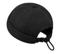 Clakllie Waterproof Docker Cap Quick Dry Brimless Hat for Women Men Retro Sailor Cap Adjustable Worker Cap Fisherman Leno Hats,CT83-Black