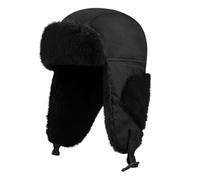 Clakllie Waterproof Trapper Hat Winter Ushanka Russian Caps Eskimo Bomber Hat Aviator Cap for Skiing Hunting,DPL11-Black