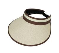 Clakllie Wide Brim Straw Sun Visor Hat for Women Clip On Visors Beach Ponytail Hats UPF 50+ Golf Visor,SV2506-BeigeBrown