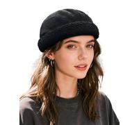 Clakllie Winter Docker Hat for Men Warm Corduroy Brimless Hats Adjustable Beanie Skull Cap Vintage Watch Sailor Cap,FM25W09-Black