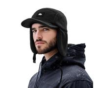 Clakllie Winter Unisex Windproof Bomber Hat Russian Cap Earflap Men Women Warm Hunting Trooper Trapper Hat Ushanka Aviator Hats with Earflaps Chin Strap for Outdoor Fishing Ski Skating Cycling Black