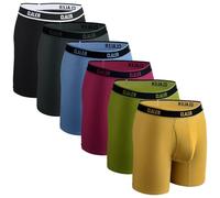 CLALER Bamboo Boxers Mens Long Leg Soft Antibacterial Boxer Shorts Briefs with Fly Multipack Underwear Trunks Moisture Wicking 6Pack(Black+Dark Gray+Dark Blue+Dark Red+Green+Yellow,XXL)