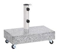 CLALER Granite Parasol Base 25kg, Parasol Base with Wheels for Outdoor, Garden, Canopy, Suitable for Parasol Hole with a Diameter of 38/48 mm, Grey