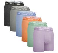 CLALER Men's Bamboo Boxers Shorts Breathable Longer Leg Anti Chafing Underwear Trunks with 3D Pouch Sport Soft Antibacterial Underpants 6Pack(Dark Gray+Gray+Blue+Orange+Green+Purple,XL)
