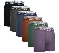CLALER Men's Bamboo Boxers Shorts Breathable Longer Leg Anti Chafing Underwear Trunks with 3D Pouch Sport Soft Antibacterial Underpants 6Pack(Black+Gray+Blue+Red+Green+Purple,L)