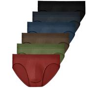 CLALER Men's Briefs Bamboo Underwear Soft Breathable Pouch Underpants Multipack Tag-free Trunks 6 Pack(Black*1+Grey*1+Blue*1+Brown*1+Green*1+Red*1,XL)