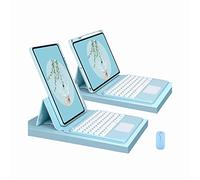 CLALOC Keyboard Case for Ipad 1St 2Nd 3Rd 4Th 5Th 6Th Gen 2017 2018 2020 2021 2022, 360 Rotatable Magnetically Detachable Bluetooth Wireless Keyboard Cover with Mouse,Sky Blue,6th 9.7 2018