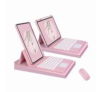 CLALOC Keyboard Case for Ipad 1St 2Nd 3Rd 4Th 5Th 6Th Gen 2017 2018 2020 2021 2022, 360 Rotatable Magnetically Detachable Bluetooth Wireless Keyboard Cover with Mouse,Light Pink,7th 10.2 2018