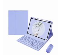 CLALOC Keyboard Case with Mouse for Ipad Pro 11" 1Th 2Th 3Rd 4Th Gen,Square Scissor Type Keycaps 78 Keys,Magnetic Detachable Wireless Bluetooth Keyboard Cover,Purple,Air4/5 10.9