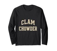 Clam Chowder | Vintage Coastal Lettering Design Long Sleeve T-Shirt