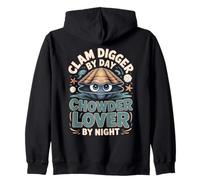 Clam Digger By Day Chowder Lover By Night Clams Zip Hoodie