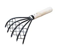 Clam Rake Conch Garden with Net Tool 5 Claw Beach Claw Rake, Shell Digging Tool, Dig Seafood Wood Handle Accessories