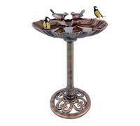 Clam Shell Gardenkraft Bird Baths With Solar Lights & Planters / Weatherproof & Rustic Look