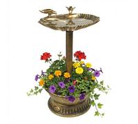 Clam Shell With Planter Gardenkraft Bird Baths With Solar Lights & Planters / Weatherproof & Rustic Look