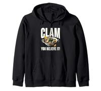 Clam You Believe It Funny Seafood Pun Chowder Fan Zip Hoodie