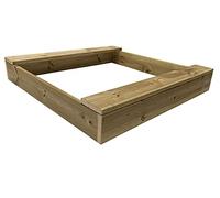 Clamaro 'Basic' Wooden Sand Pit, 80 x 80 cm, Extra Sturdy, Made of Spruce Solid Wood Planks (26 mm Thick, Impregnated), 2 Seats with Rounded Edges, Galvanised Screws - 100% Made in Germany