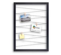 CLAMARO 'Collage Flex' Photo Holder 55 x 75 cm Matt Black Picture Frame Photo Frame Collage with Elastic Bands and Photo Wooden Clips Ideal as a Gallery for Photos or Postcards