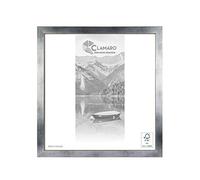 Clamaro 'COLLAGE' picture frame square 22x22 handmade | Silver Brushed | modern angular frame made from MDF wood with acrylic glass pane, back board and metal hanger (horizontal and vertical)