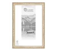CLAMARO 'ELSA' Antique Picture Frame 26 x 35 cm Solid Wood Cream White Gold Shabby Chic Vintage Baroque Wooden Frame with Acrylic Glass Back Panel Hanger (Landscape and Portrait)