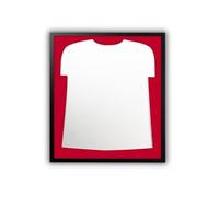 CLAMARO 'FanFrame' Jersey Frame 52.8 x 62.8 cm with Mount in Jersey Shape Solid Wood Picture Frame Varnished with Jersey Stencil and Acrylic Glass Frame: Matte Black | Mount: Red