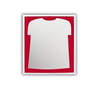 CLAMARO 'FanFrame' Jersey Frame 62.8 x 72.8 cm with Mount in Jersey Shape, Solid Wood Picture Frame Varnished with Jersey Stencil and Acrylic Glass, Frame: Matte White, Mount: Red