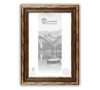 CLAMARO 'Genoa' Picture Frame Antique 12 x 17 Solid Wood Brown Gold 76 mm Wide Shabby Chic Vintage Baroque Frame Wooden Frame with Acrylic Glass Back Panel Metal Hanger
