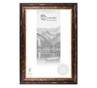 CLAMARO Lyon Picture Frame Antique 90 x 130 cm Solid Wood Brown Black Gold 56 mm Wide Shabby Chic Vintage Baroque Frame Wooden Frame with Acrylic Glass Back Panel Metal Hanger