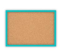Clamaro 'Memo' Cork Pin Board 60 x 40 cm with Frame | Pastel Turquoise | Cork Wall with MDF Wood Picture Frame and Metal Hangers (Qer Format and Portrait) | Includes 10 Drawing Pins