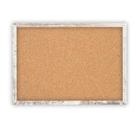 Clamaro 'Memo' Cork Pin Board 90 x 60 cm with Frame, Vintage White, Cork Wall with MDF Wood Picture Frame and Metal Hangers (Qer Format and Portrait), Includes 10 Push Pins