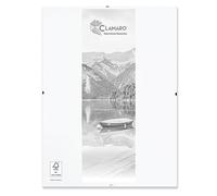 CLAMARO 'N°1' Frameless Picture Frame Clip Frame 29 x 37 cm Modern Picture Holder for Stylish Gallery Presentations with White Laminated MDF Wood Back Panel and Acrylic Glass Panel