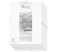 CLAMARO 'N°1' Frameless Picture Frame Clip Frame Pack of 5 14.8 x 21 cm (A5) Modern Picture Holder for Stylish Gallery Presentations with White Laminated MDF Wood Back Panel and Acrylic Glass Panel
