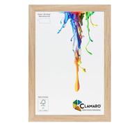 CLAMARO Neo Collage Picture Frame 34 x 48 cm Handmade Made to Measure Natural Oak MDF Wood Design Wooden Picture Frame with Acrylic Glass and Metal Hanger Landscape and Portrait Format