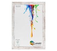 CLAMARO Neo Collage Picture Frame 34 x 48 cm Handmade Made to Measure Vintage White MDF Wood Design Wooden Picture Frame with Acrylic Glass and Metal Hanger Landscape and Portrait Format