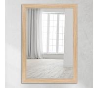 CLAMARO Neo Collage Wall Mirror 30 x 50 cm Mirror with Frame Natural Oak Modern Mirror with 38 mm Wide Wooden Frame Includes Metal Hanger and Wall Mounting Material