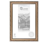 CLAMARO Oslo Antique Picture Frame 13 x 19 cm Solid Wood Bronze 49 mm Wide Shabby Chic Vintage Baroque Frame Wooden Frame with Acrylic Glass Back Panel Metal Hanger